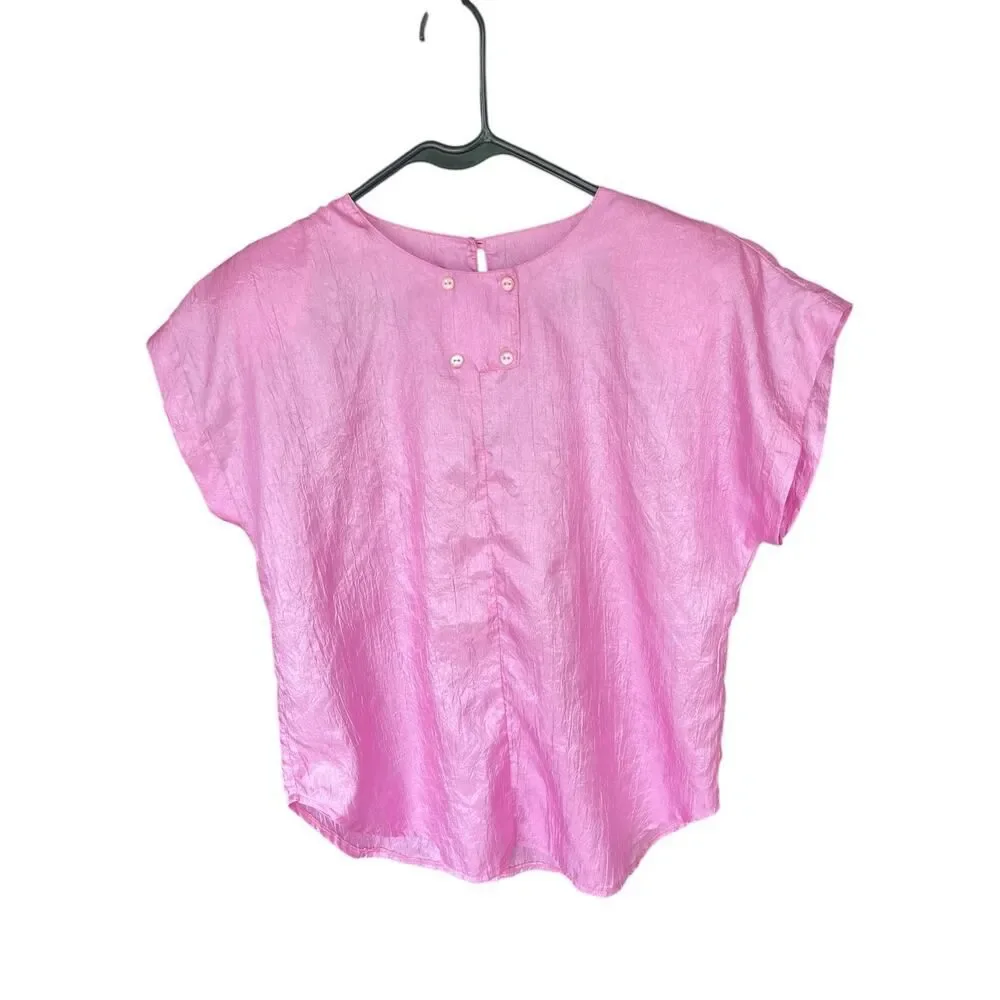 Vintage Marie St Monèt Pink Lightweight Short-Sleeve Top Size 12 - Picture 4 of 8